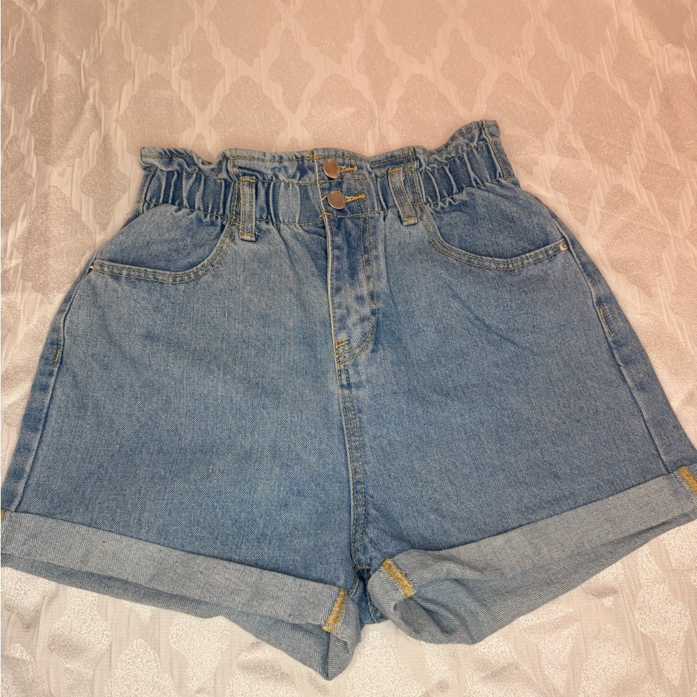 Stylish High Waist Blue Denim Women's Shorts